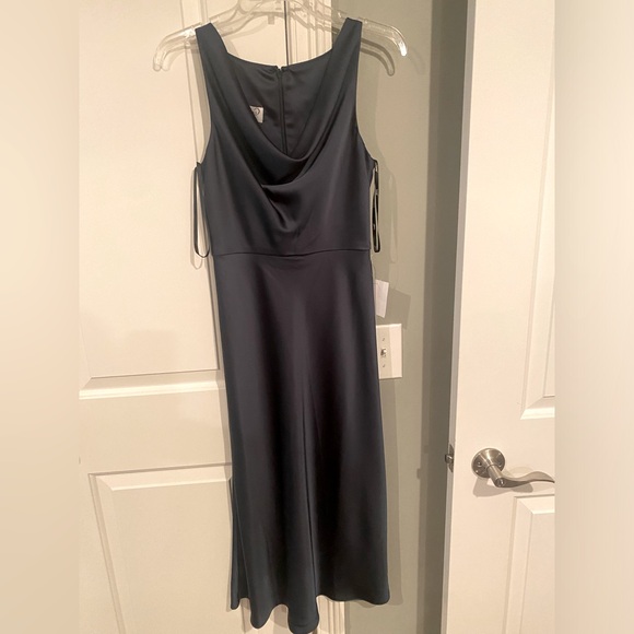Lovely Size 0 Charmeuse Cowl-Neck Midi Tank Dress Evergreen - Picture 2 of 7